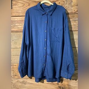 Linen button down shirt 100% cotton size XXL. Navy blue. Great used condition.